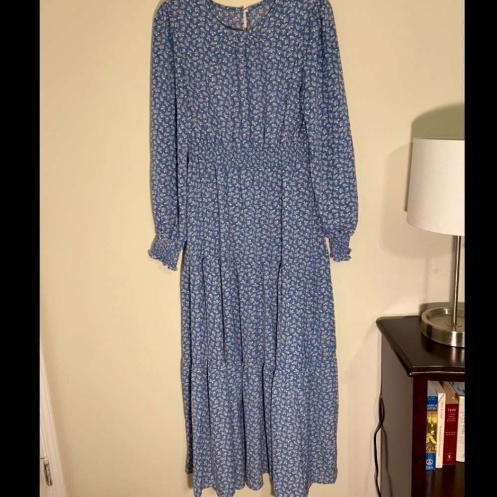 SHEIN Floral, Bishop Sleeve, Casual Dress